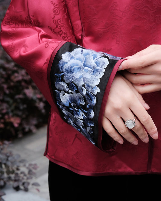 Hand embroidered red coat