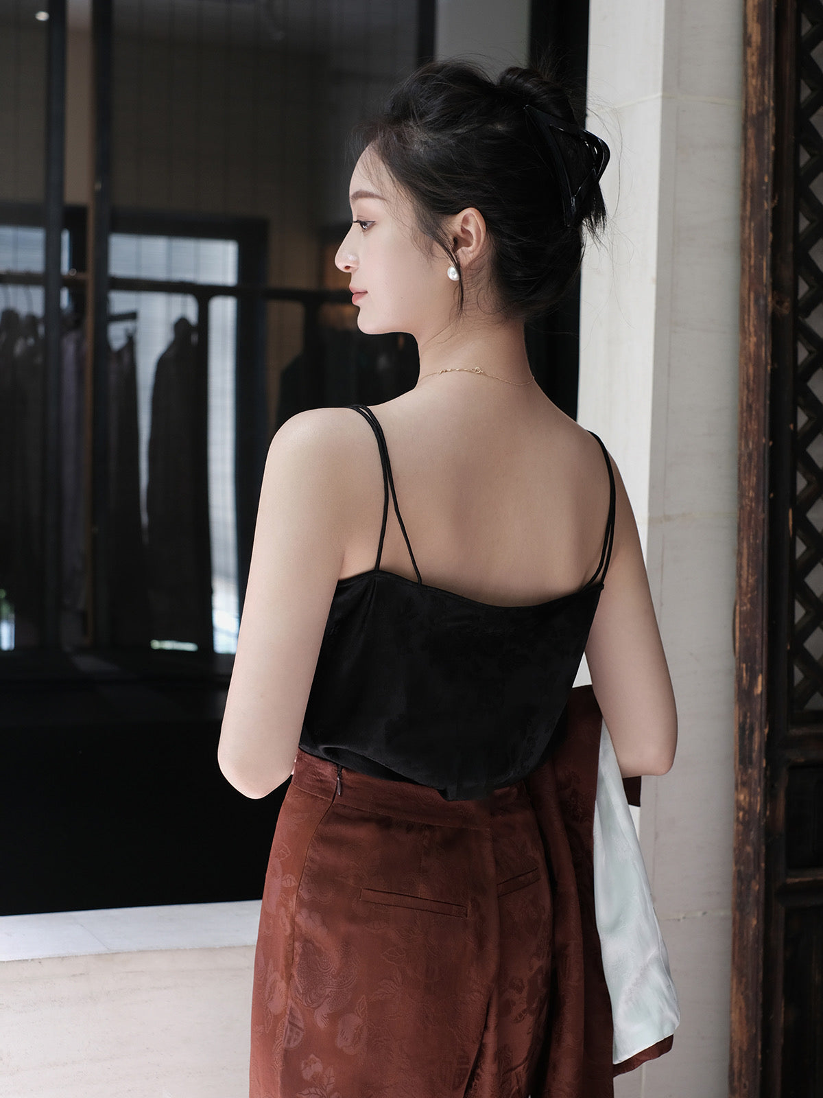 Silk Dielianhua Double Strap tank top