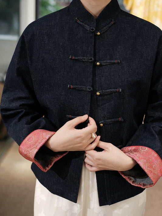 Denim song brocade jacket