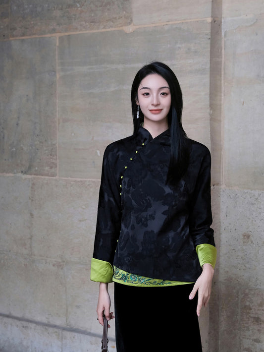 Black jacquard embroidery X  GUO PEI