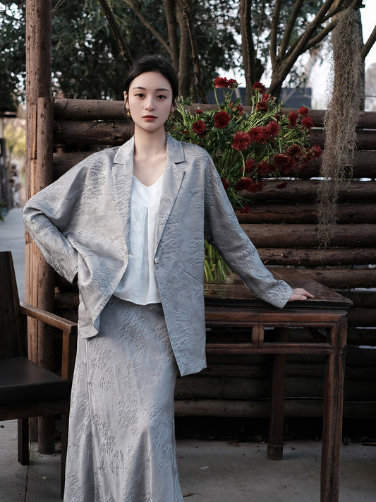 Onyx gray jacquard blazer